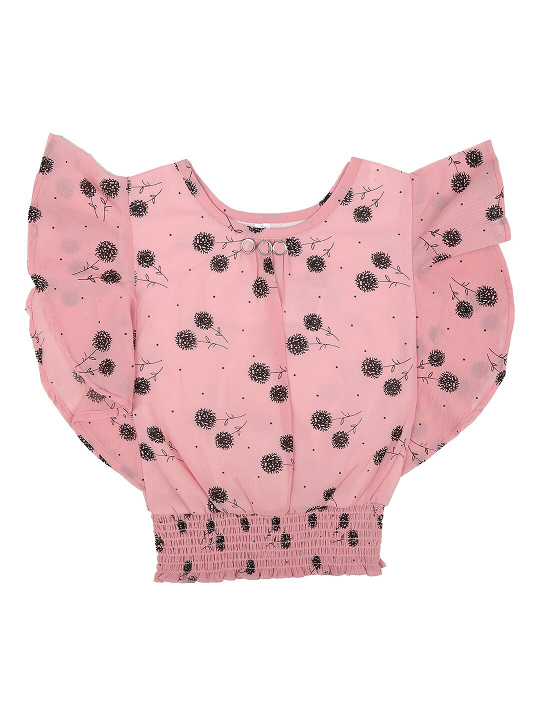 

V-Mart Girls Pink Floral Print Blouson Top