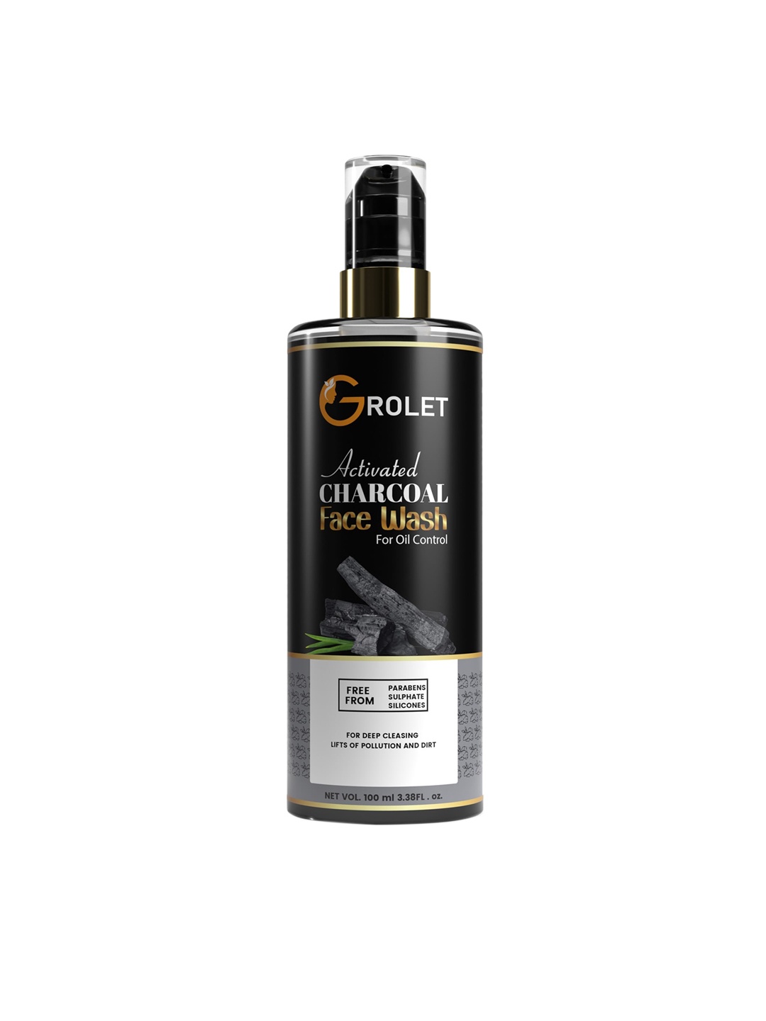 

GROLET Activated Charcoal Face Wash for Oil Control - 100 ml, Black