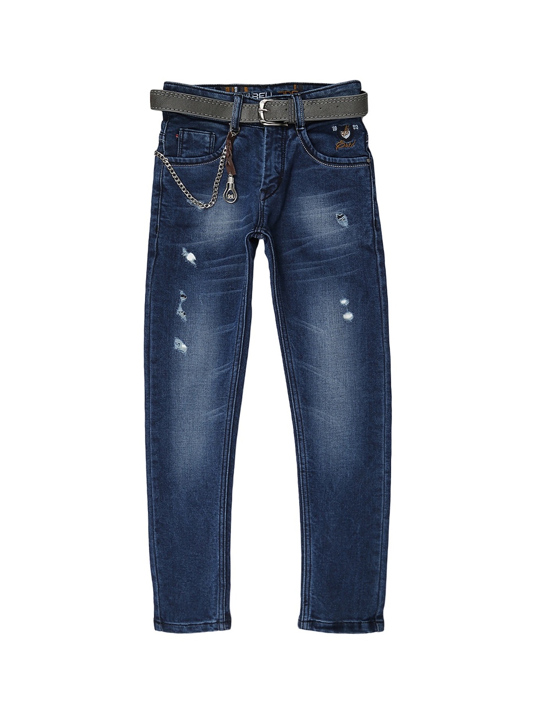 

V-Mart Boys Blue Medium Waist Classic Mildly Distressed Heavy Fade Jeans