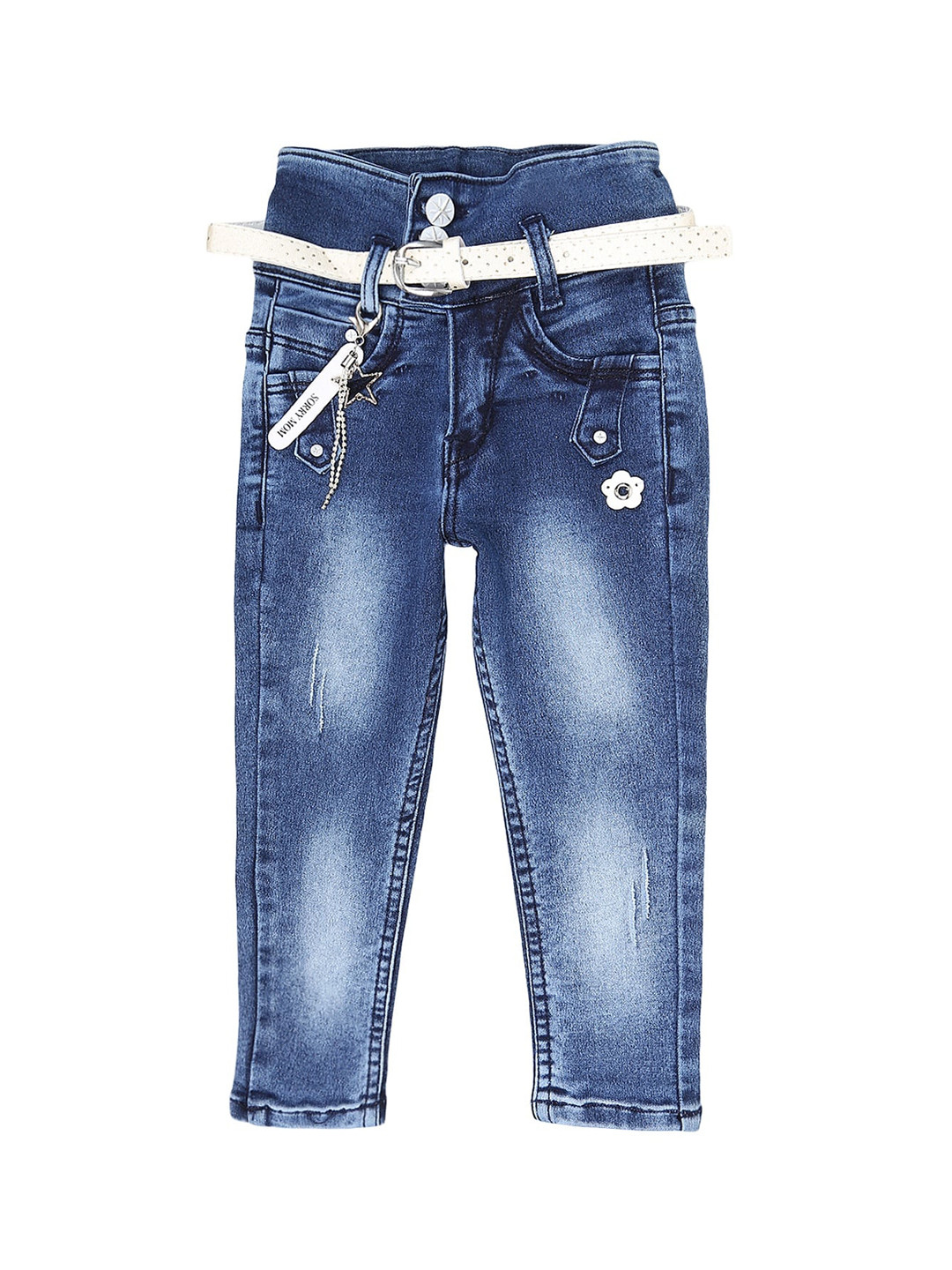 

V-Mart Girls Blue Classic Slim Fit High-Rise Heavy Fade Jeans