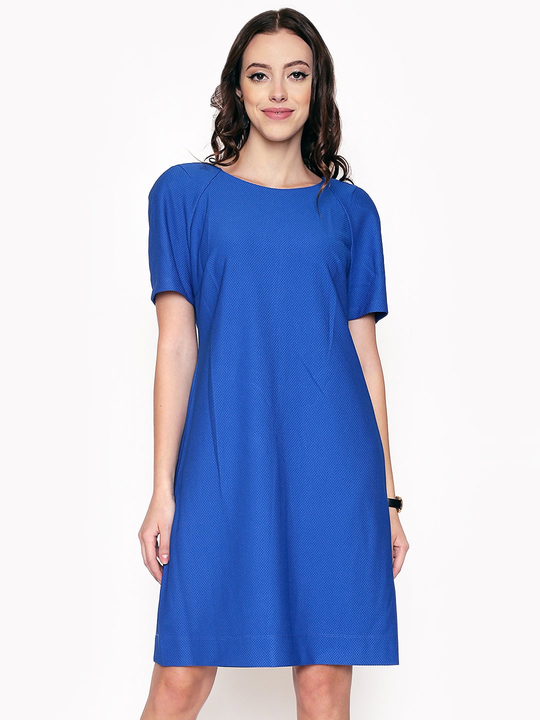 

250 DESIGNS Blue Crepe A-Line Dress