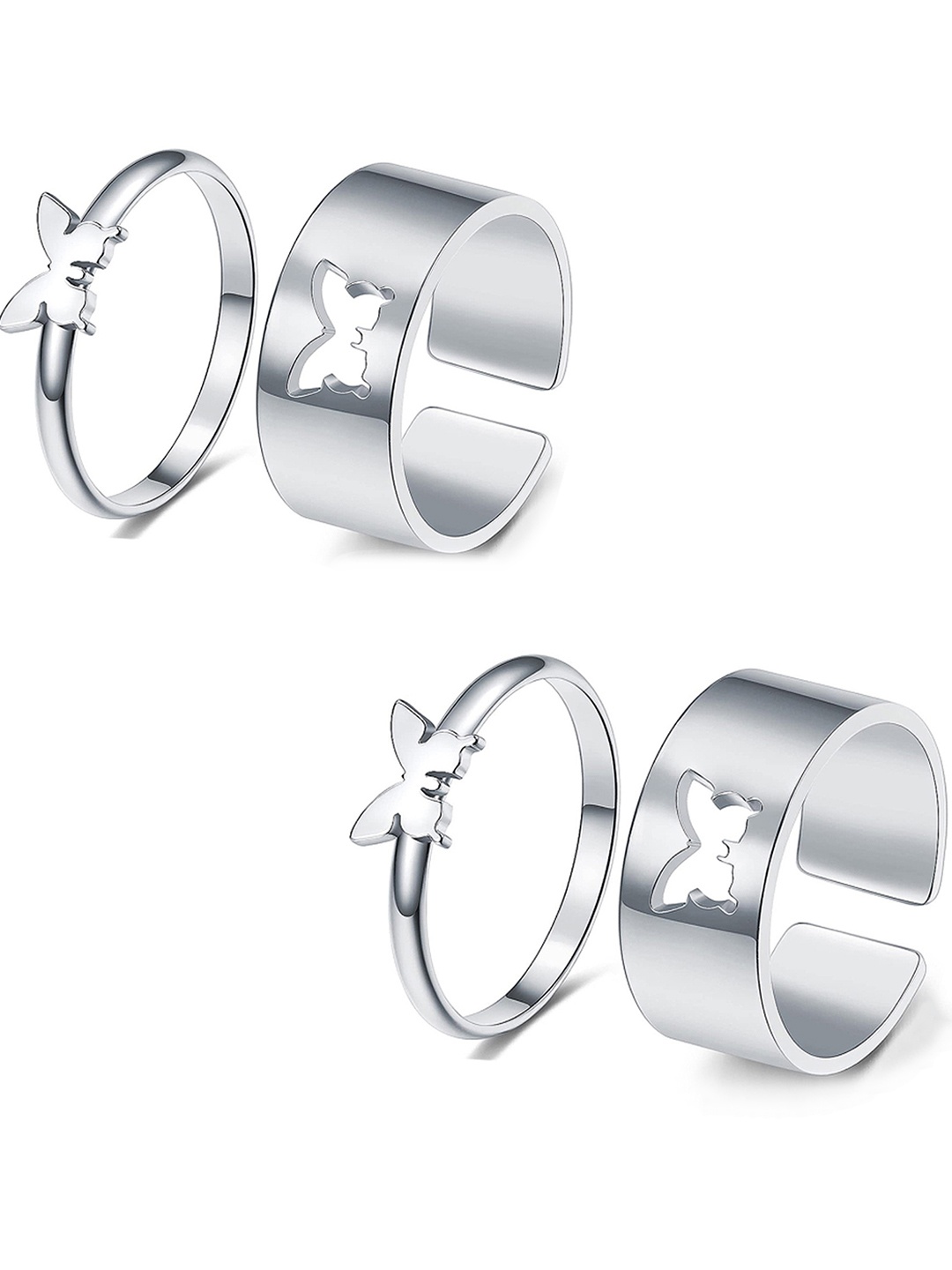 

Vembley Pack of 2 Silver-Plated Couple Ring