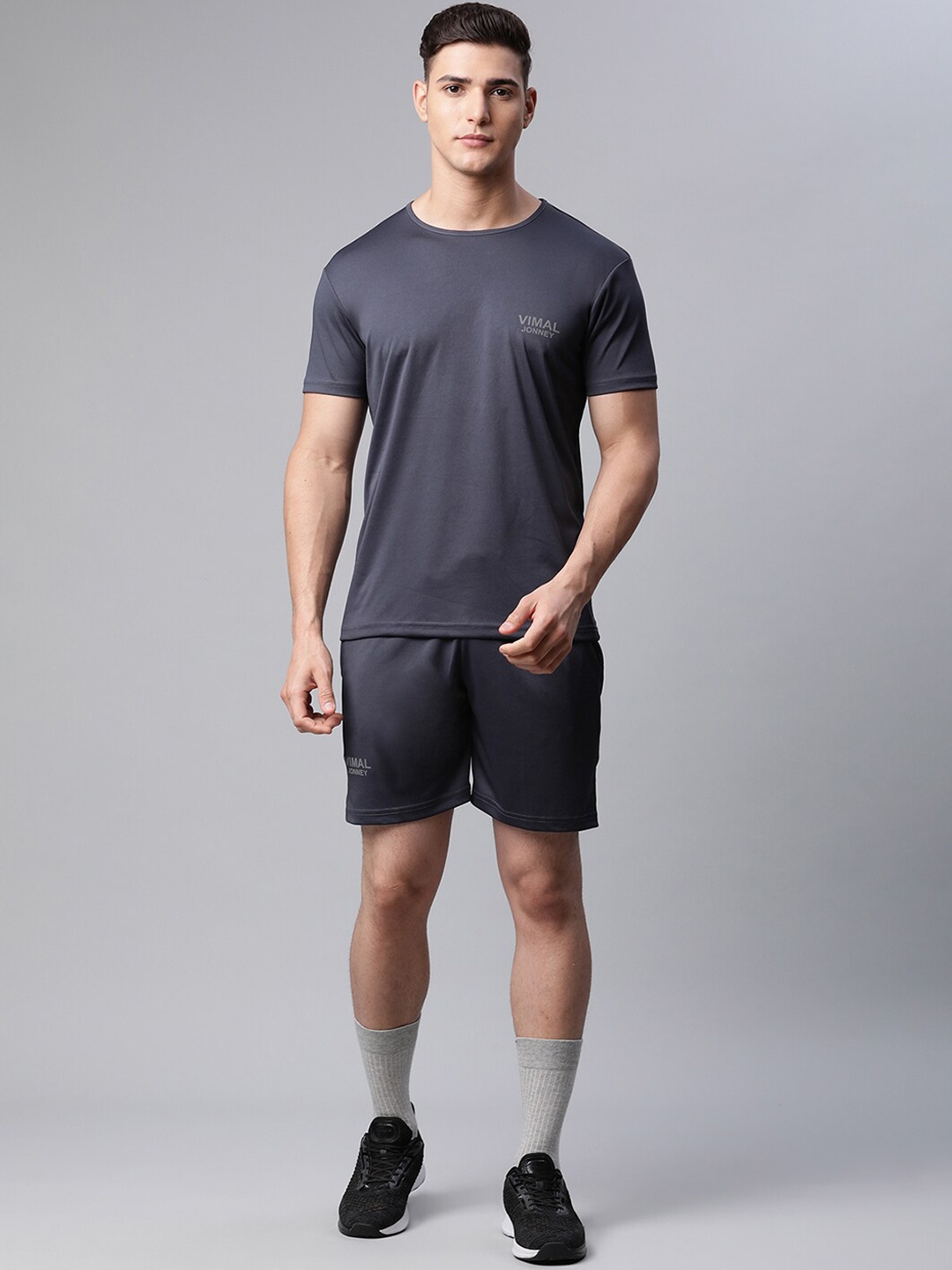 

MACK JONNEY JONNEY Men Charcoal Grey Solid Track Suit