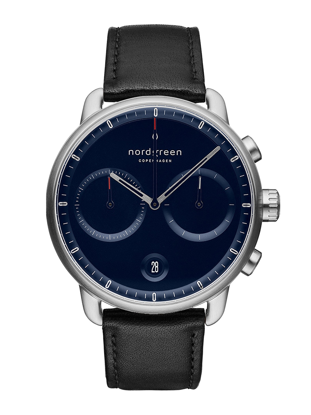 

Nordgreen Men Blue Dial & Black Leather Textured Straps Analogue Watch, Silver