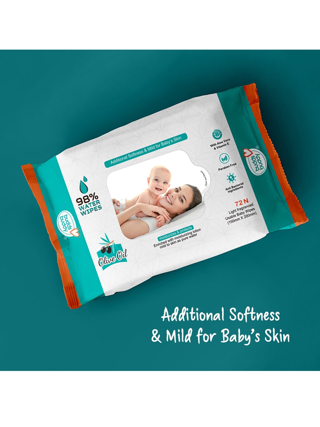 

BUDDSBUDDY Combo of 5 Skincare Baby Wet Wipes With Aloe Vera - 72 Pieces, White