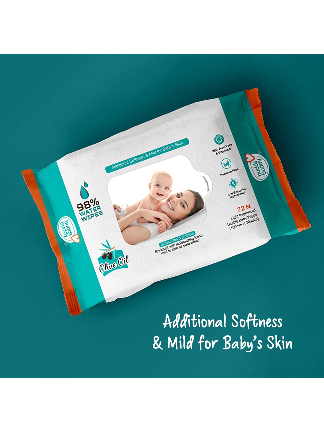 

BUDDSBUDDY White Pack Of 6 Baby Wet Wipes With Aloe Vera