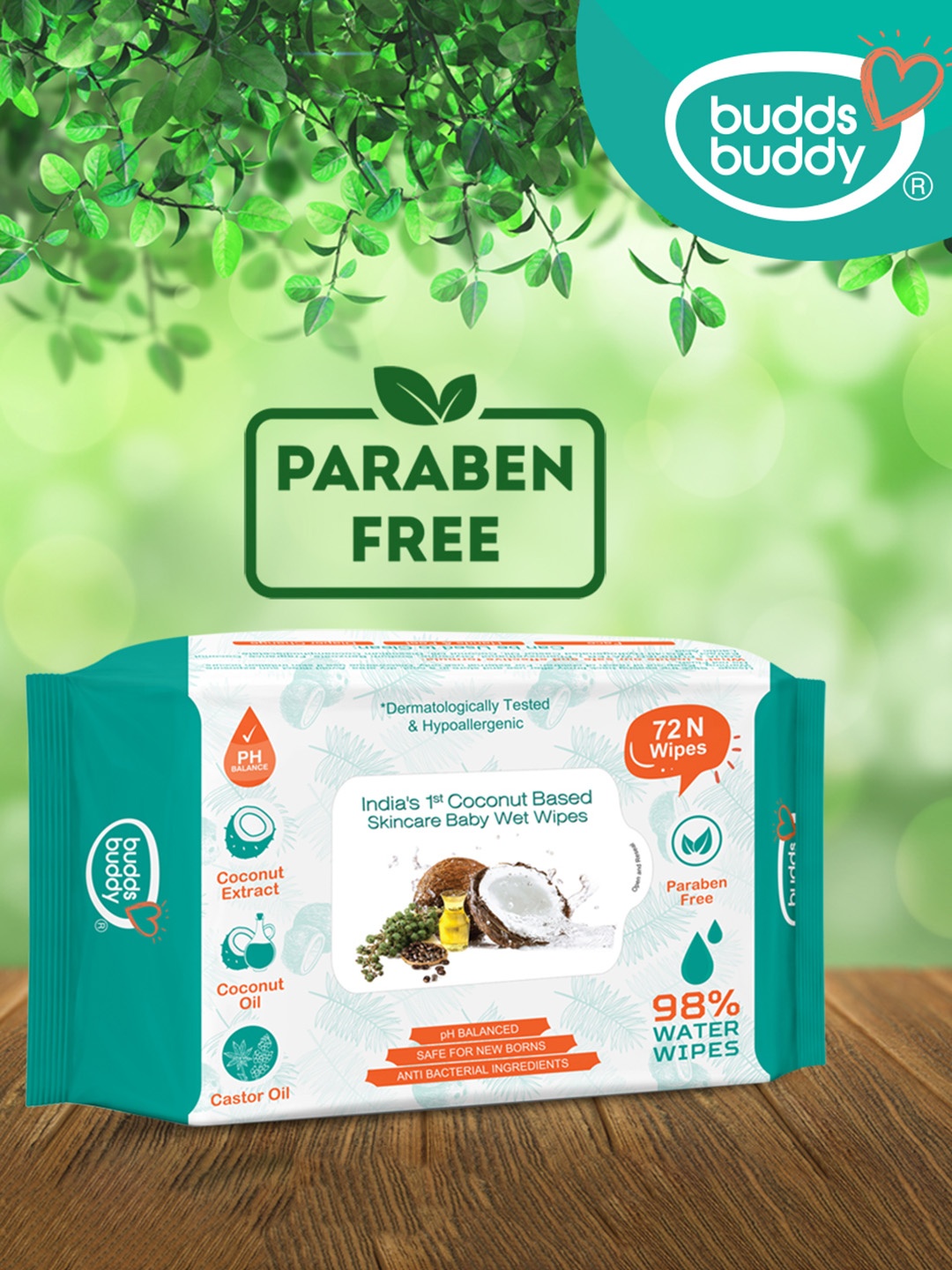 

BUDDSBUDDY White Pack Of 2 Coconut Based Baby Wet Wipes