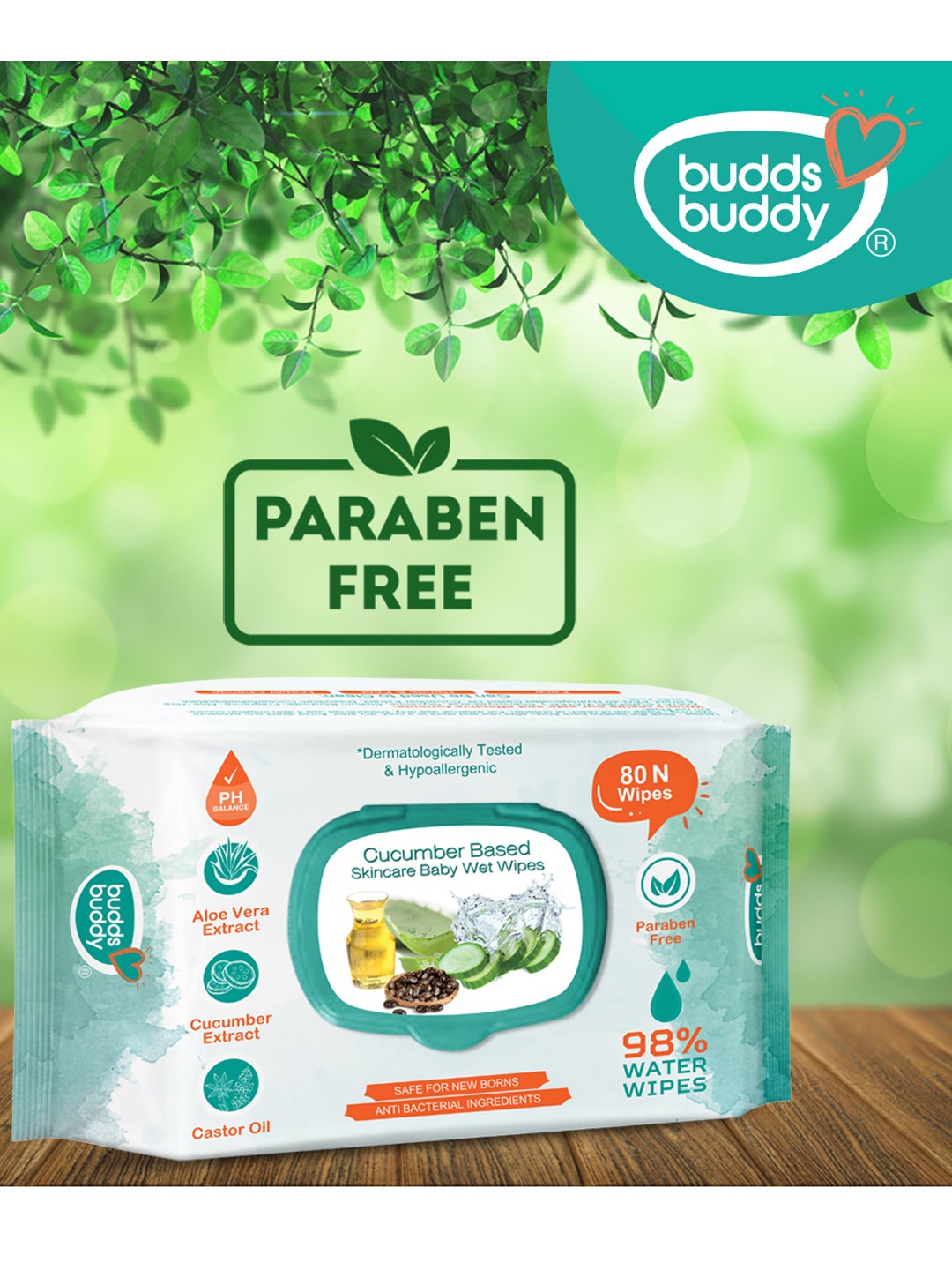

BUDDSBUDDY White Cucumber Based Baby Wet Wipes- 80 Pcs