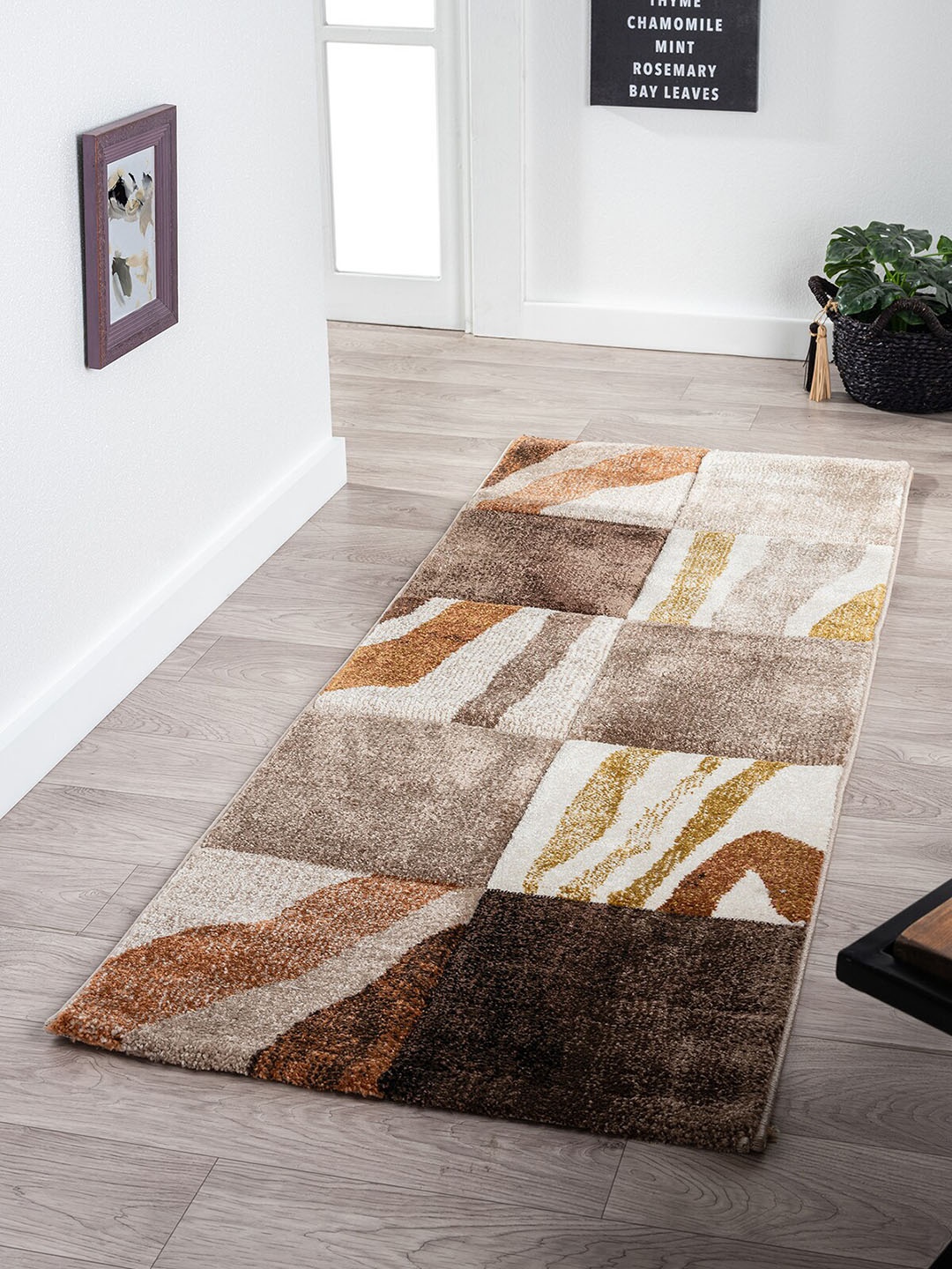 

Obsessions Brown Polypropylene Geometric Runner