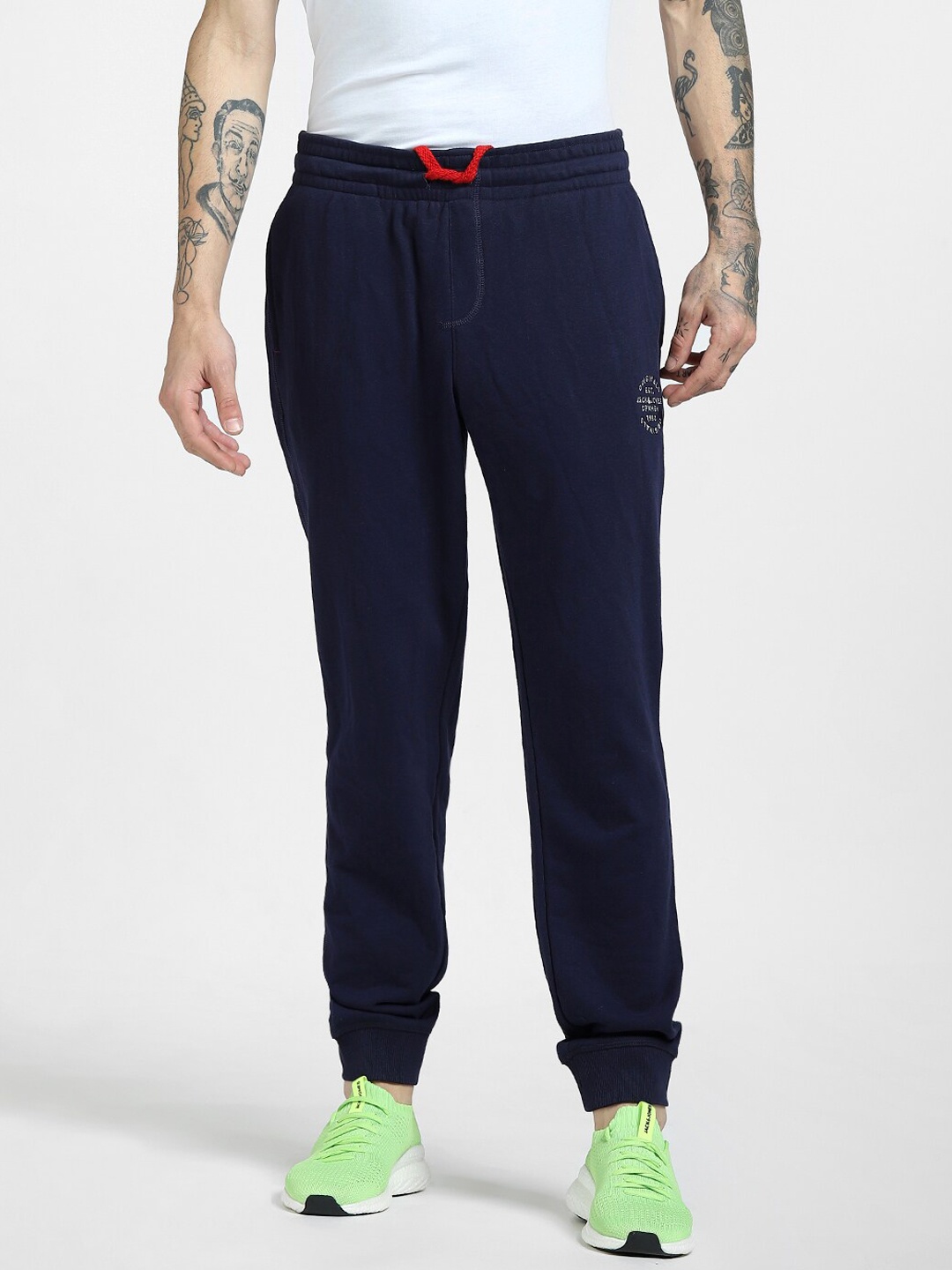 

Jack & Jones Men Blue Solid Slim-Fit Cotton Joggers