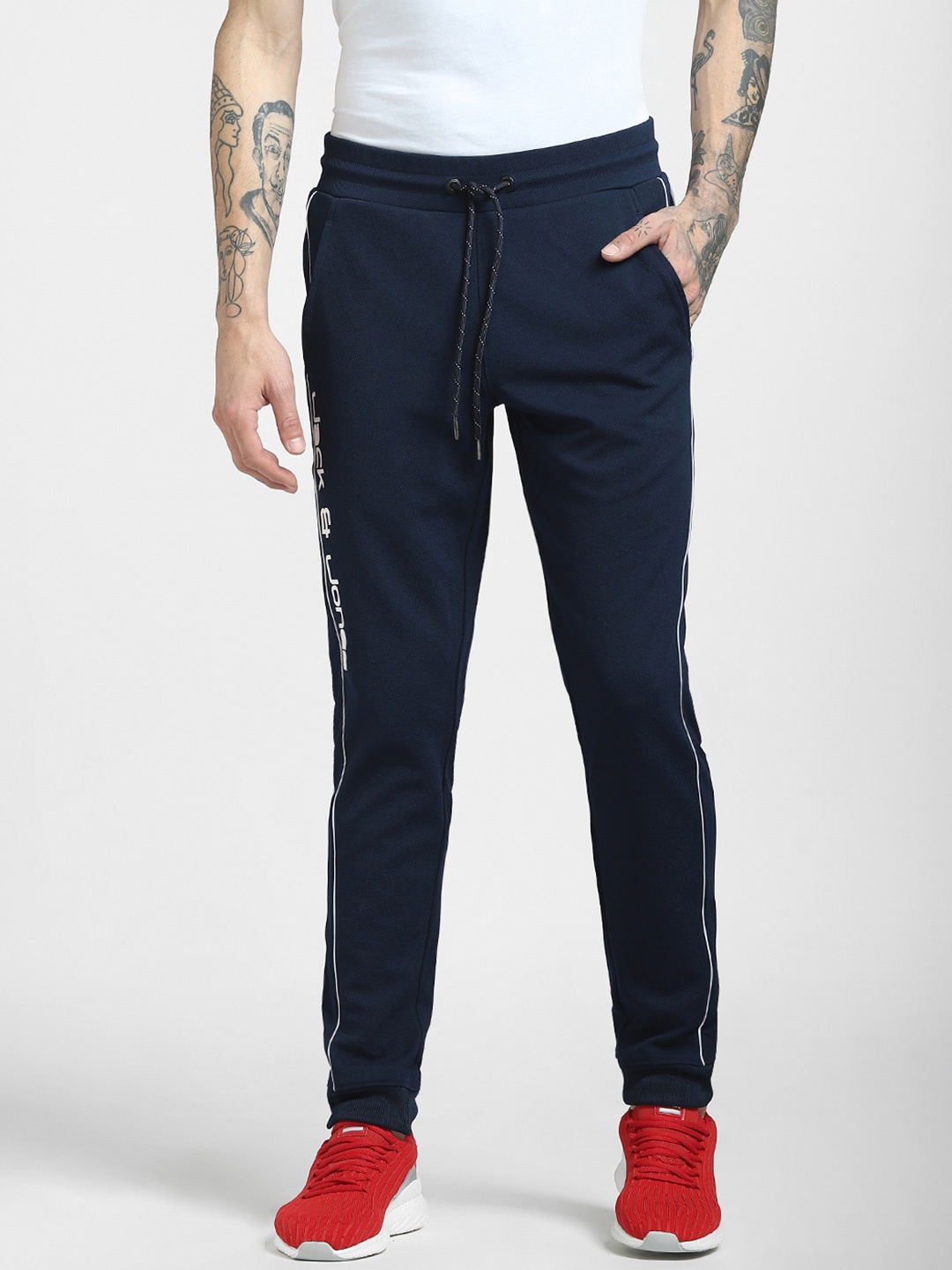 

Jack & Jones Men Blue Solid Slim-Fit Track Pants