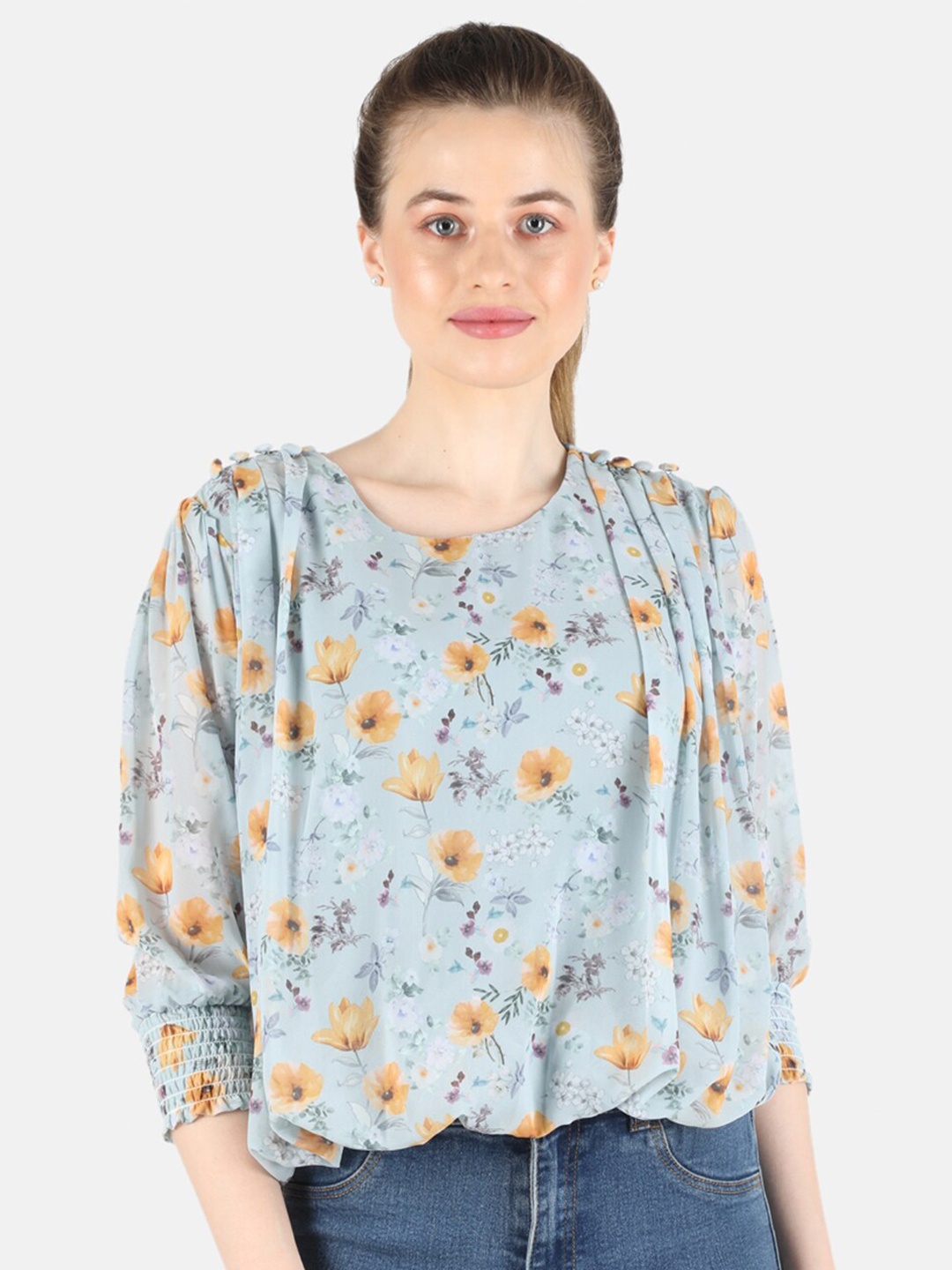 

Monte Carlo Grey Floral Print Blouson Top