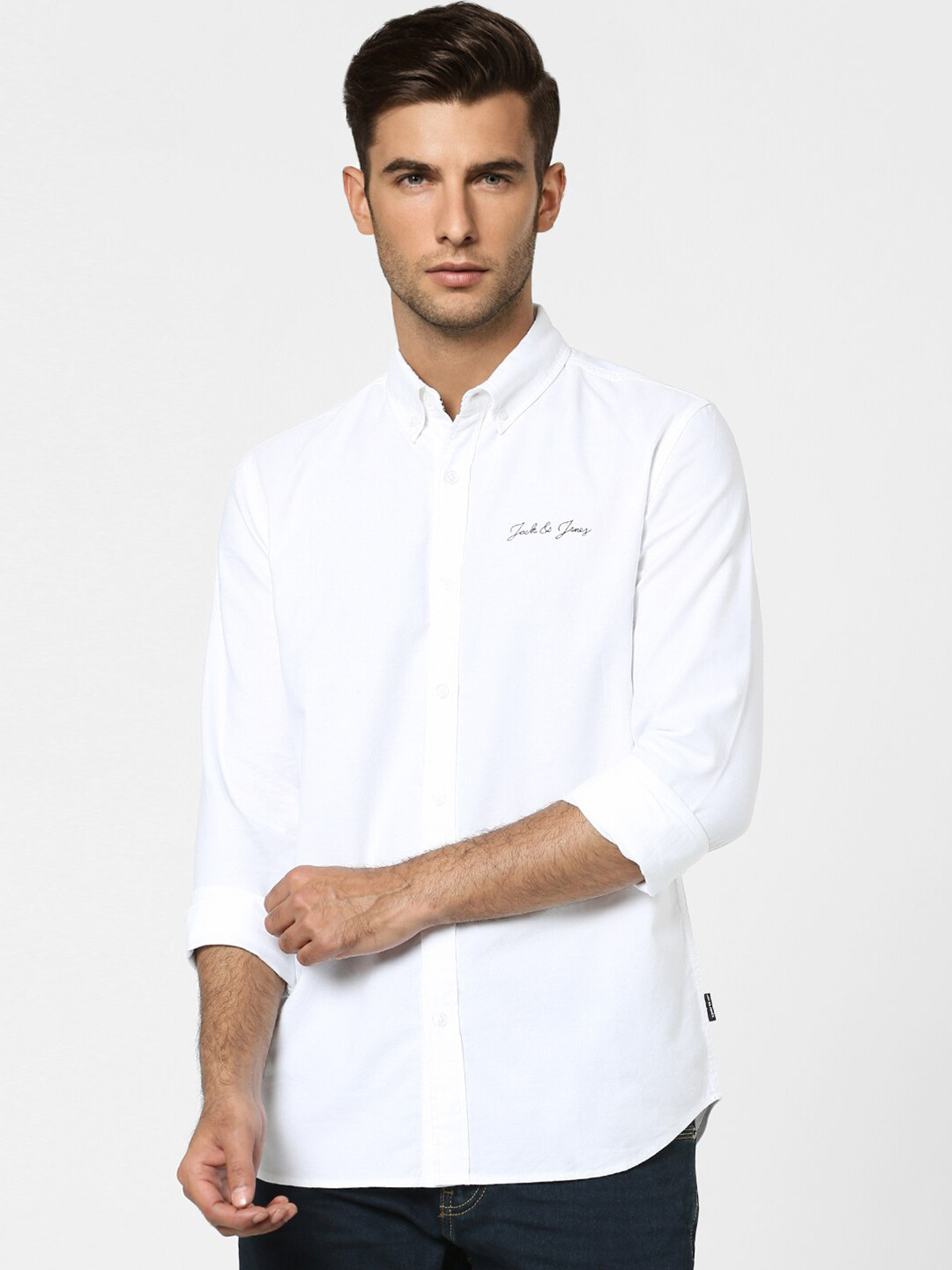 

Jack & Jones Men White Slim Fit Cotton Casual Shirt