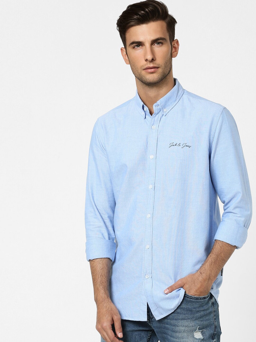 

Jack & Jones Men Blue Slim Fit Cotton Casual Shirt