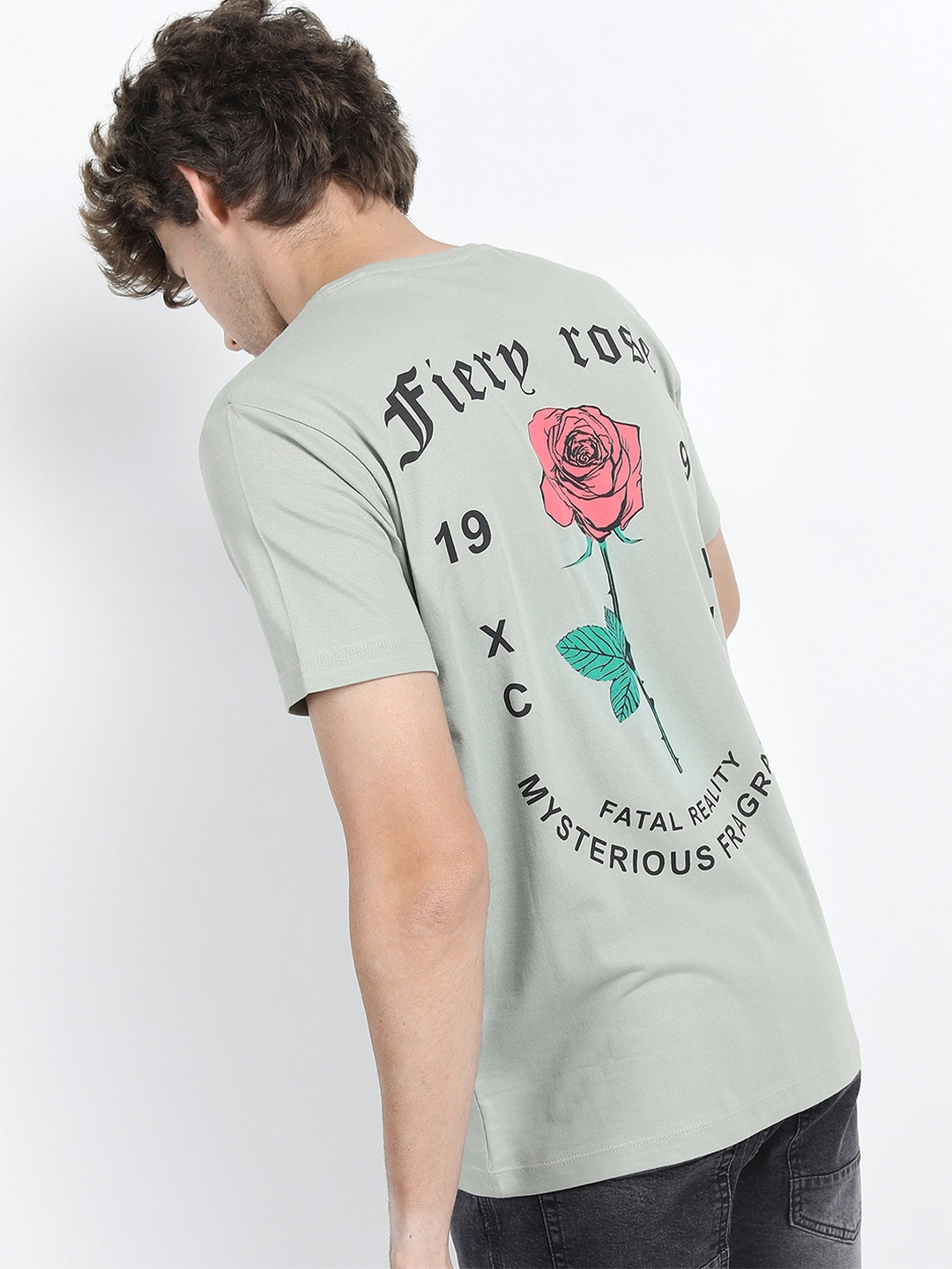 

KETCH Men Green Typography Printed Mandarin Collar Applique Slim Fit T-shirt
