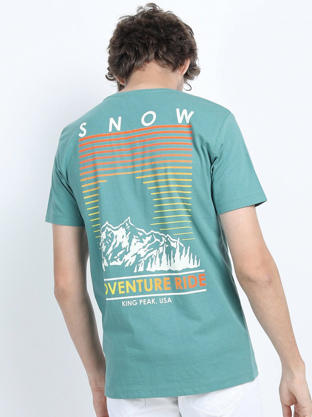 

KETCH Men Teal Printed Cotton Slim Fit T-shirt