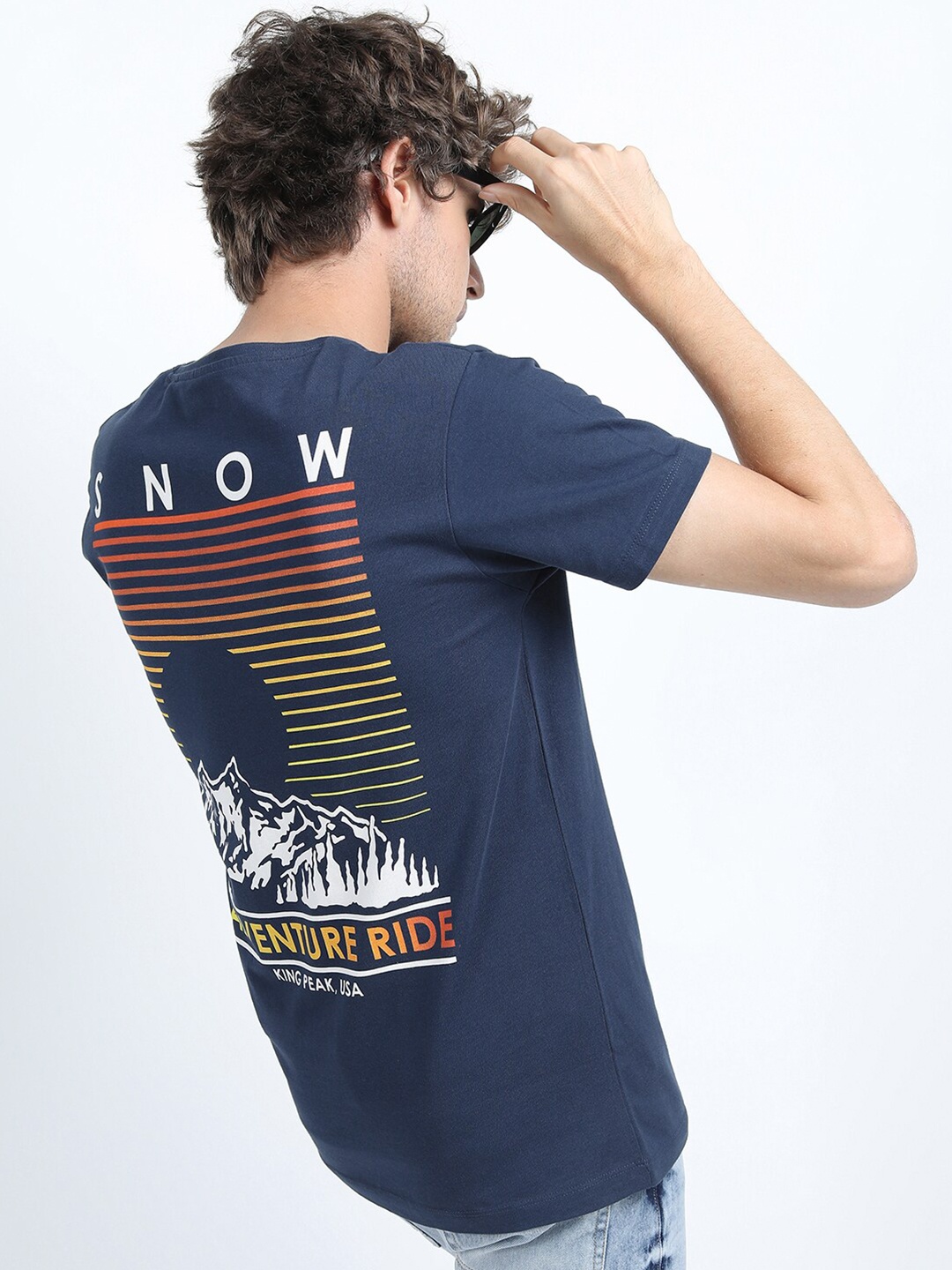 

KETCH Men Navy Blue Slim Fit Cotton T-shirt