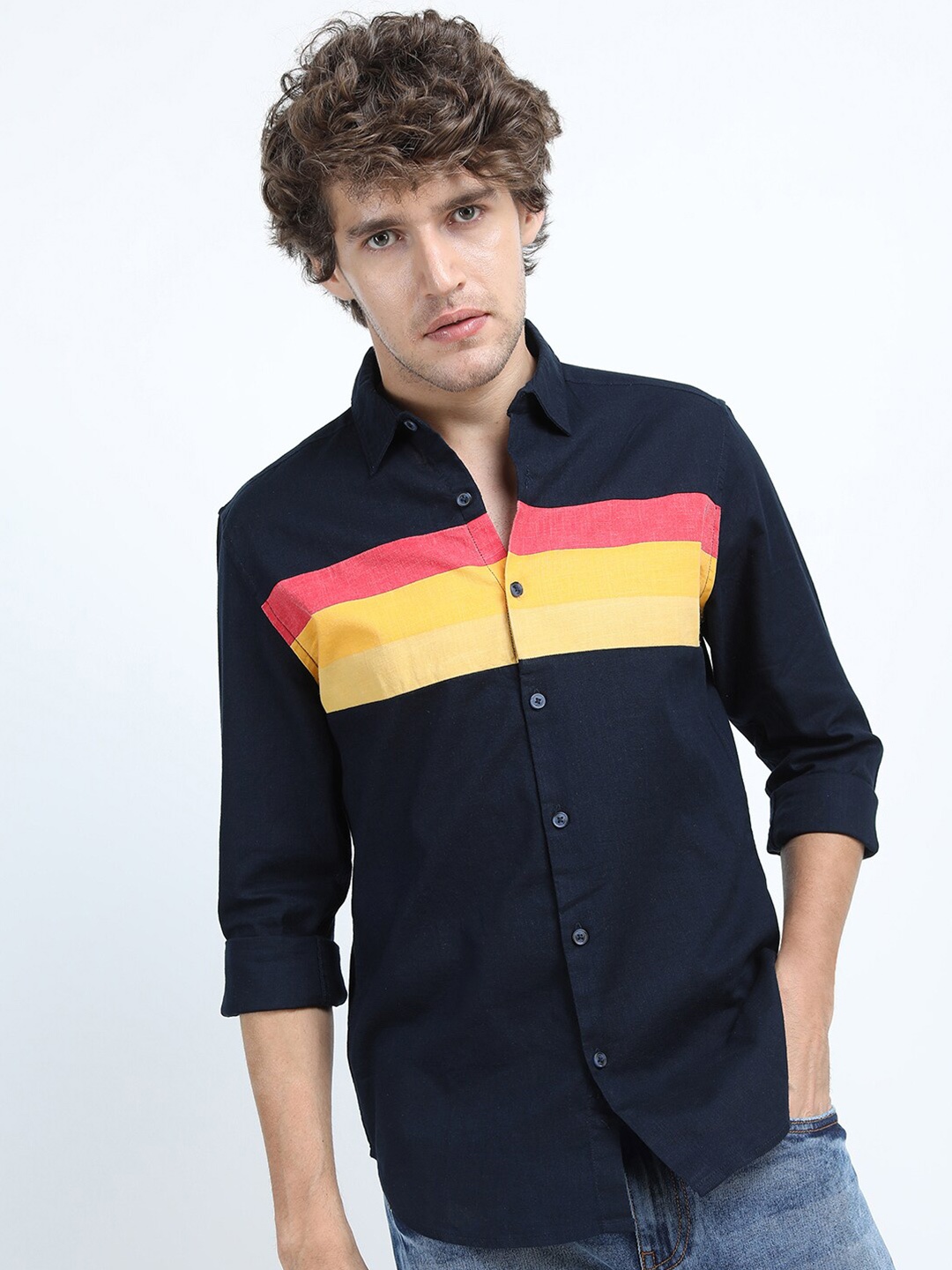 

KETCH Men Navy Blue Slim Fit Casual Shirt