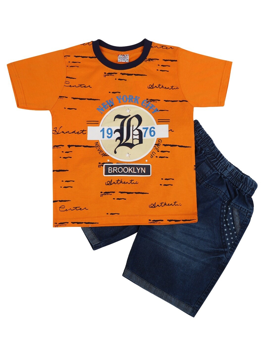 

V-Mart Kids Orange Pure Cotton T-shirt with Shorts