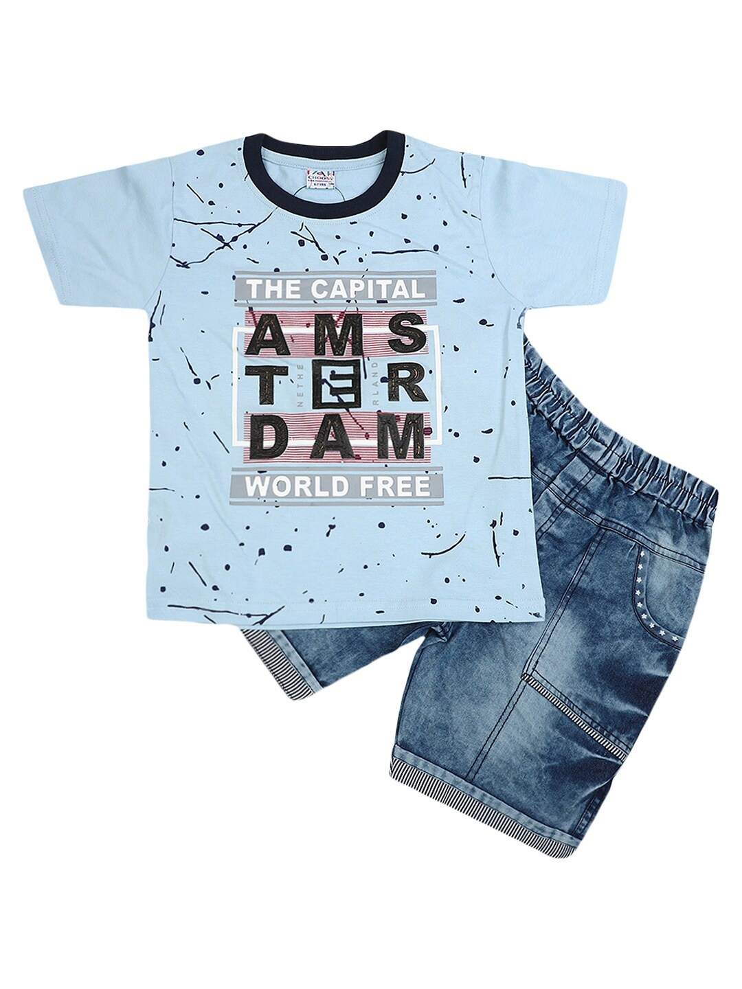

V-Mart Kids Blue Pure Cotton T-shirt with Shorts