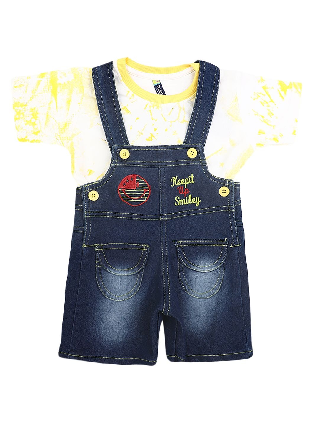

V-Mart Unisex Kids White & White T-shirt with Shorts