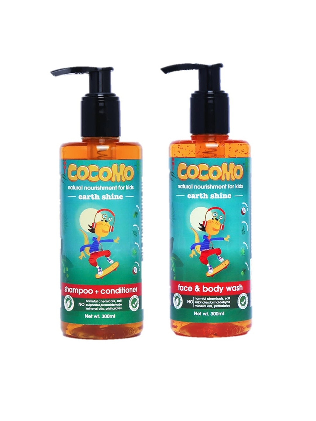 

COCOMO Kids Sustainable Earth Shine Shampoo & Body Wash Combo with Coconut & Olive Oil - 300ml each, Blue