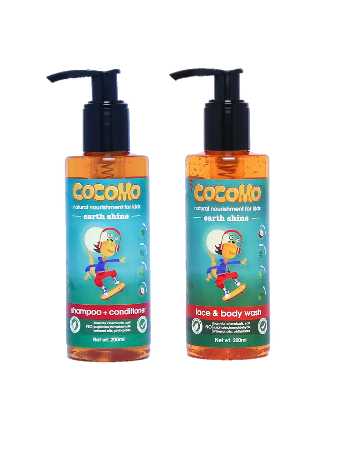 

COCOMO Kids Sustainable Earth Shine Shampoo & Body Wash Combo with Coconut & Olive Oil - 200ml each, Blue