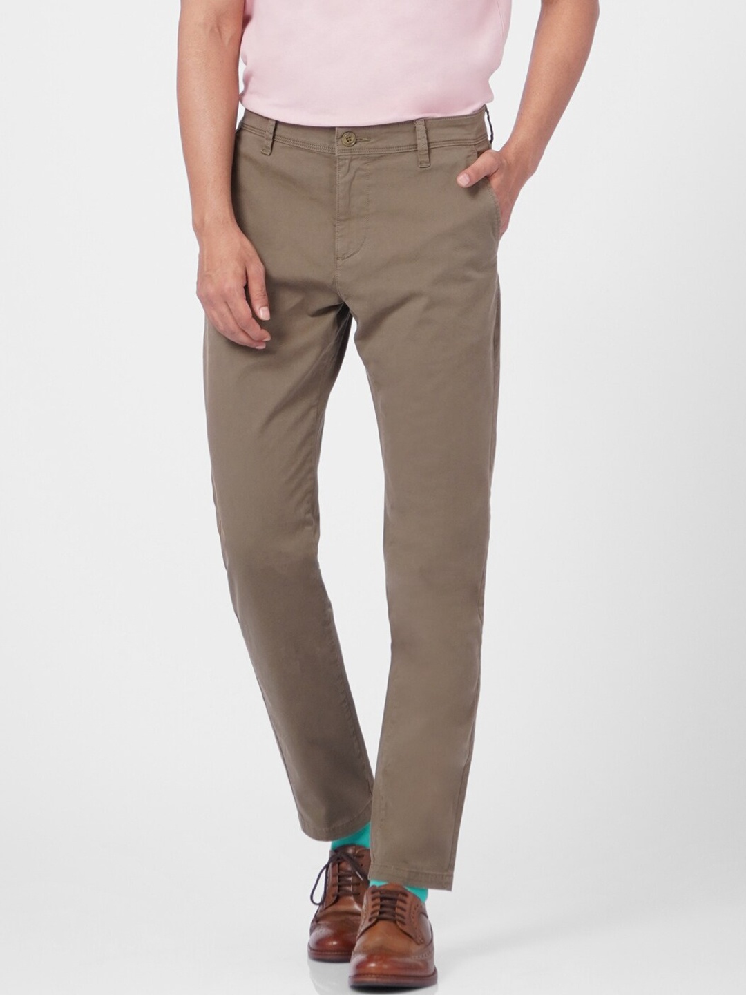 

Jack & Jones Men Olive Green Cotton Trousers