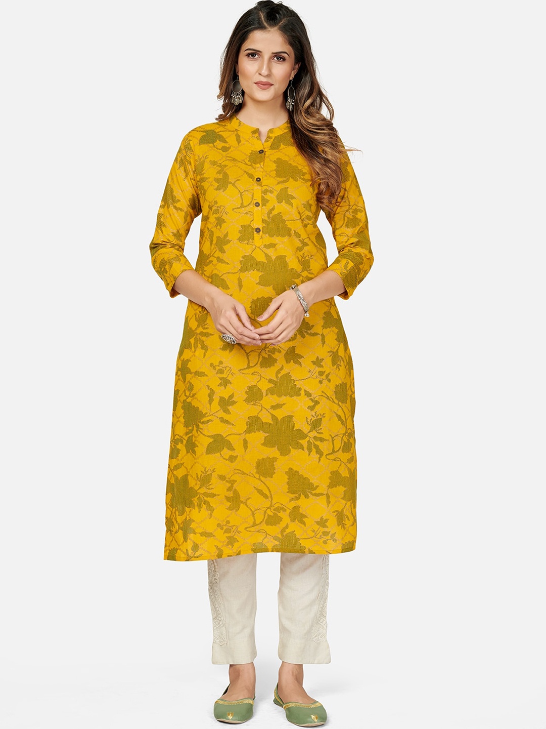 

KALINI Women Yellow & Green Printed Kurta