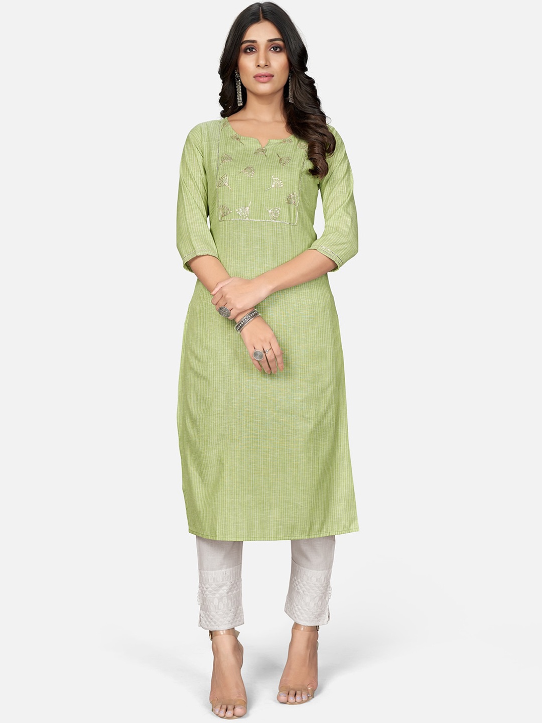 

KALINI Women Green Floral Embroidered Kurta