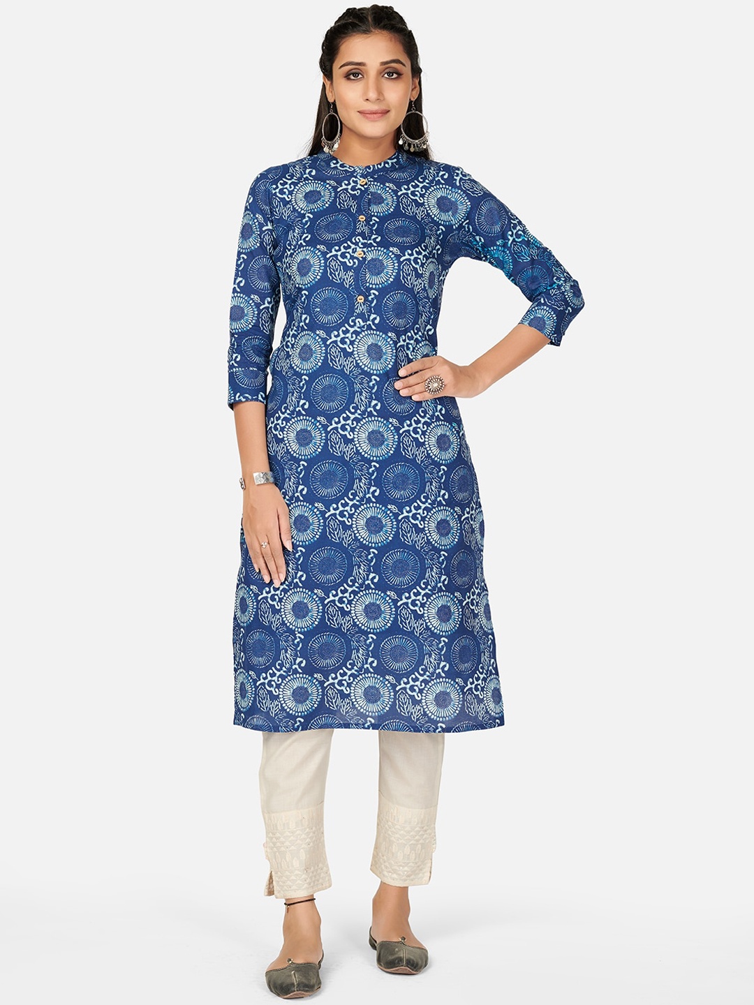 

KALINI Women Blue Ethnic Motifs Printed Kurta