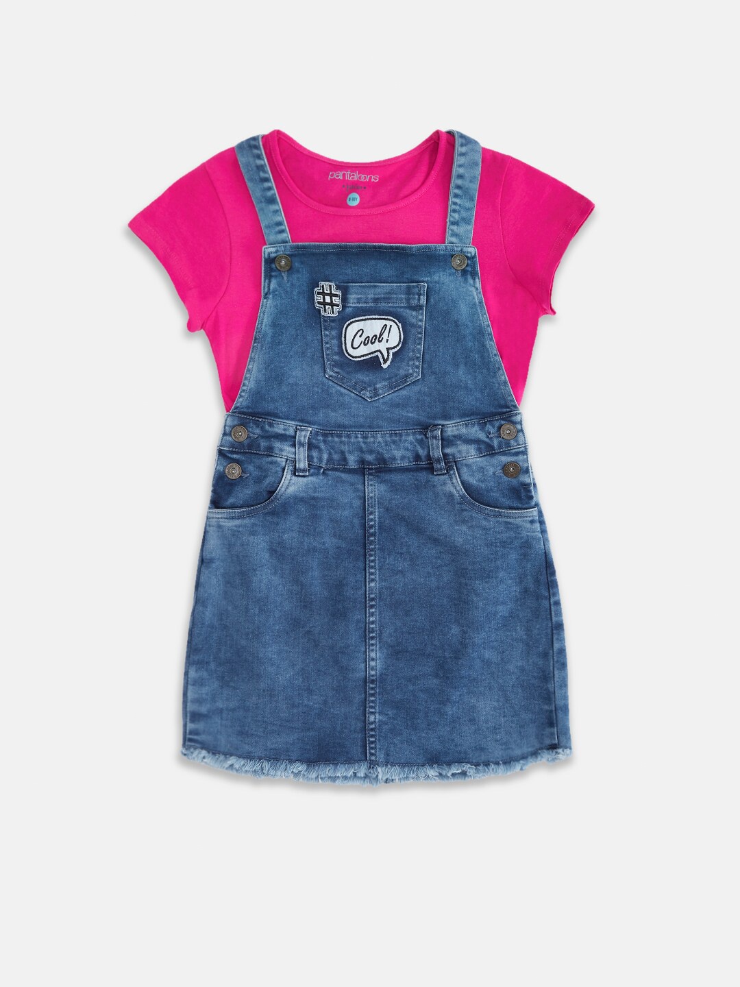 

Pantaloons Junior Girls Blue & Pink Top with Skirt