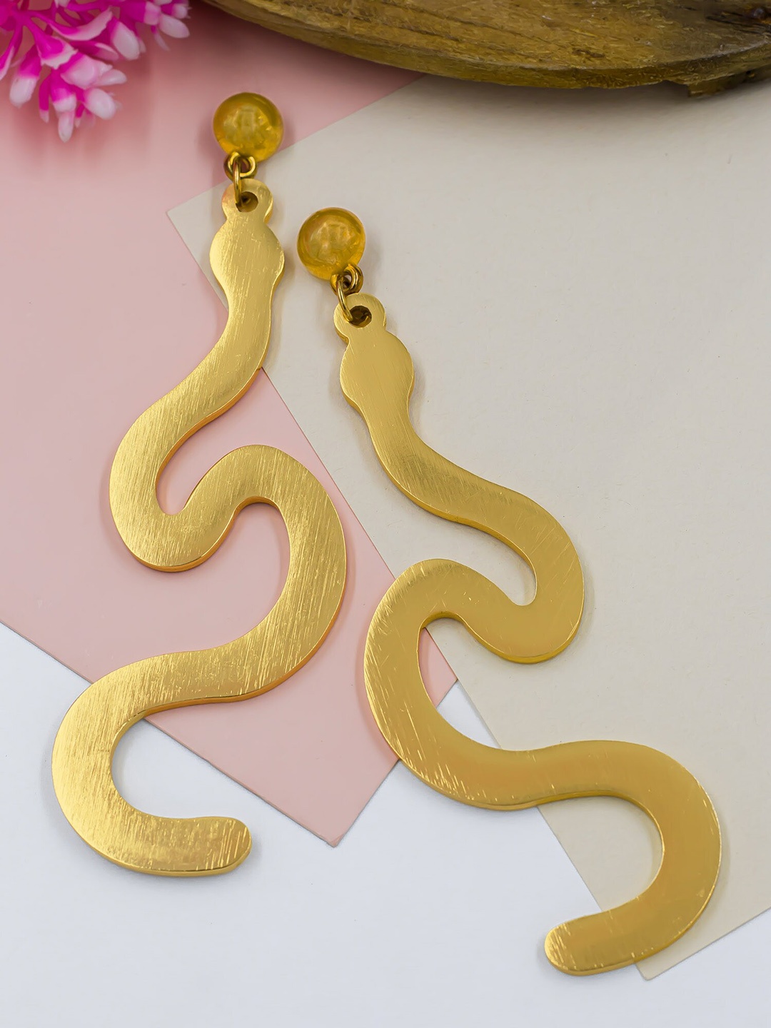 

Bellofox Gold-Toned Contemporary Drop Earrings