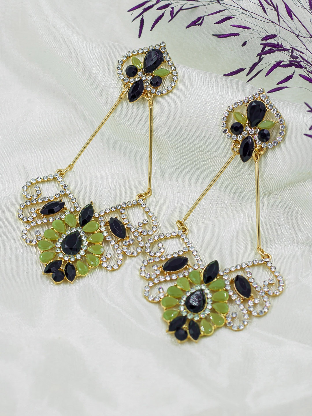 

Bellofox Green Contemporary Drop Earrings