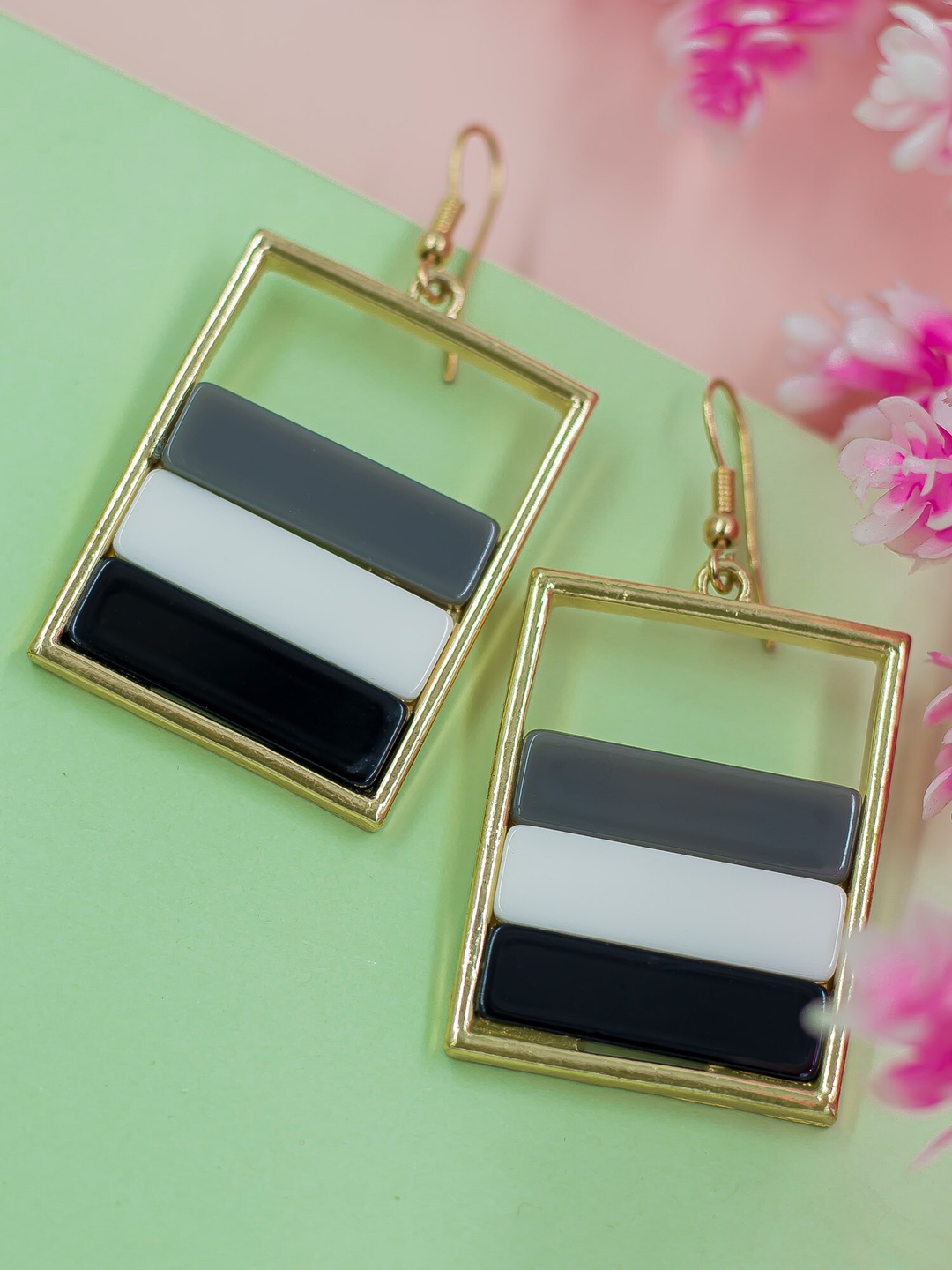 

Bellofox Black & White Square Drop Earrings