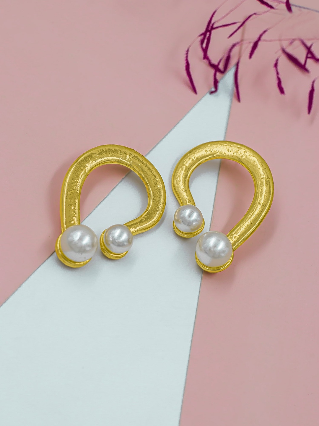 

Bellofox Gold-Toned Contemporary Studs Earrings