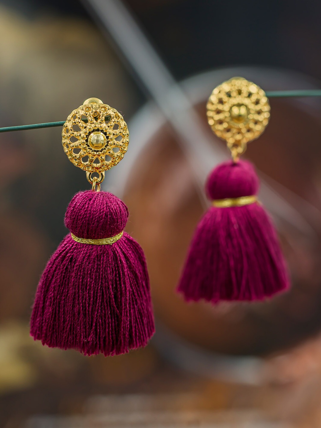 

Bellofox Maroon Contemporary Drop Earrings