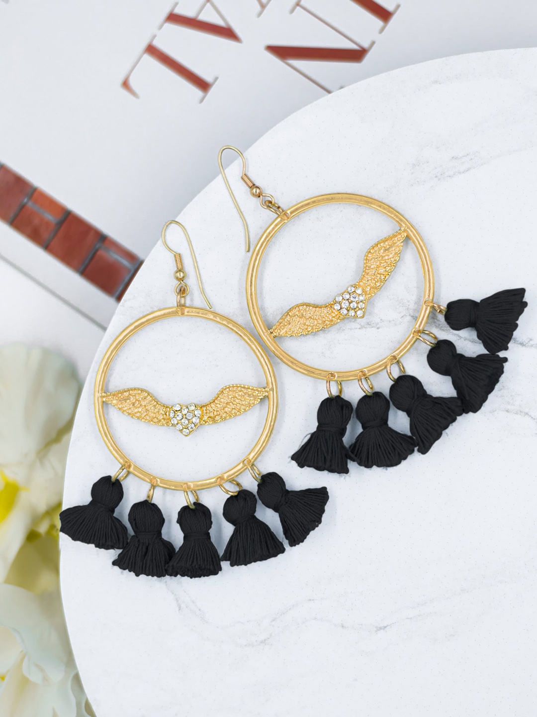 

Bellofox Black Contemporary Hoop Earrings