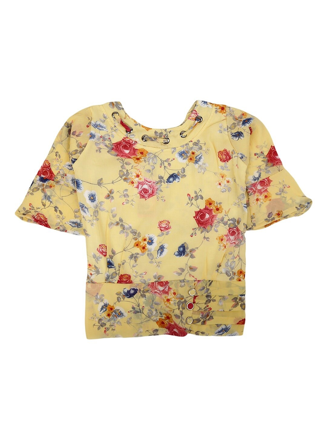 

V-Mart Yellow Floral Print Pure Cotton Top