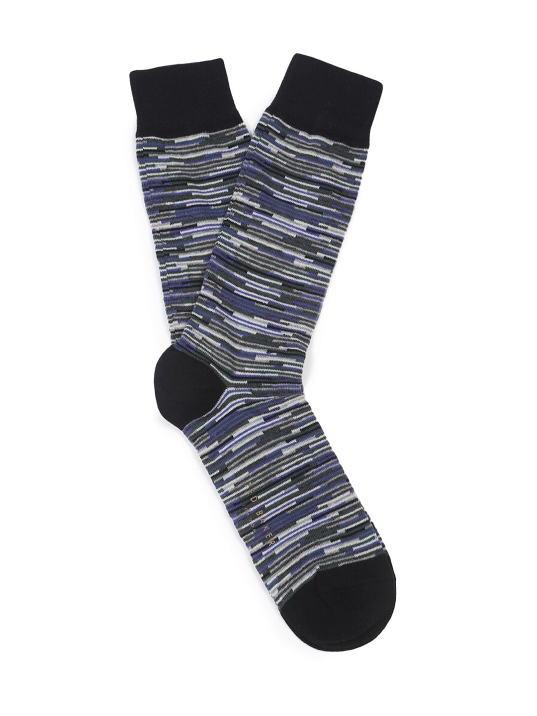 

Ted Baker Men Black Striped Above Knee Length Socks
