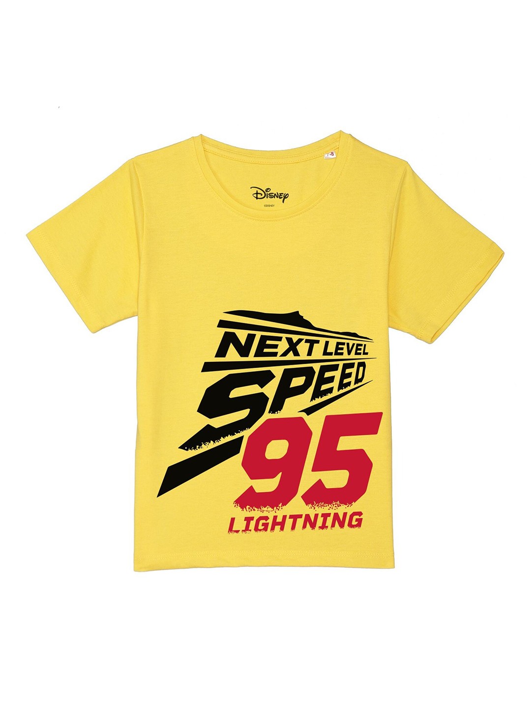 

Disney by Wear Your Mind Boys Yellow Typography Printed Pure Cotton T-shirt