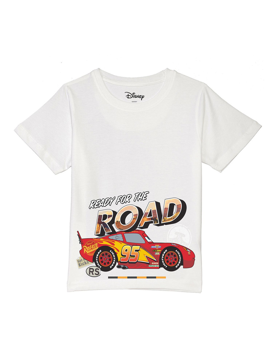 

Disney by Wear Your Mind Boys White Printed Cotton T-shirt
