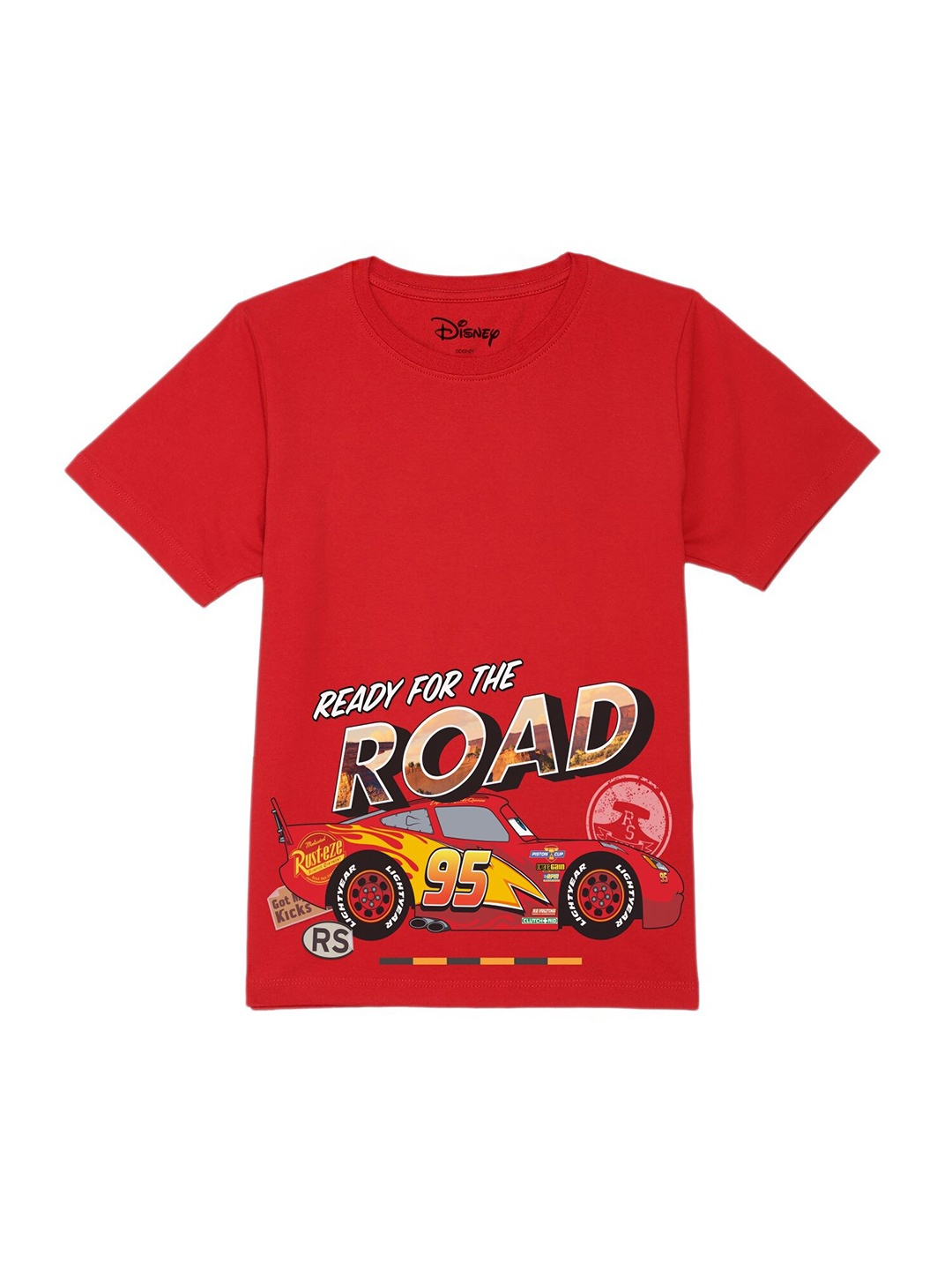 

Disney by Wear Your Mind Boys Red Graphic Printed Cotton T-shirt