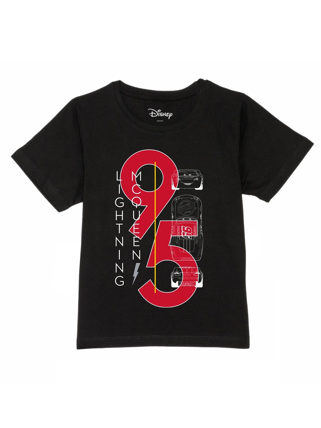 

Disney by Wear Your Mind Boys Black & Red Typography Printed T-shirt
