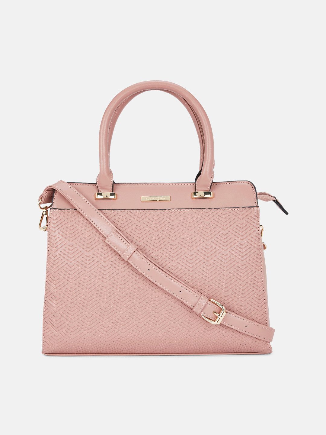 

Forever Glam by Pantaloons Pink Textured Structured Handheld Bag