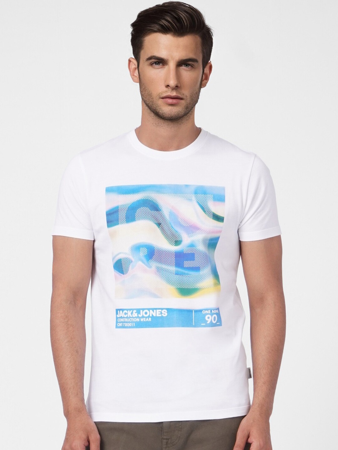 

Jack & Jones Men White Printed Slim Fit T-shirt