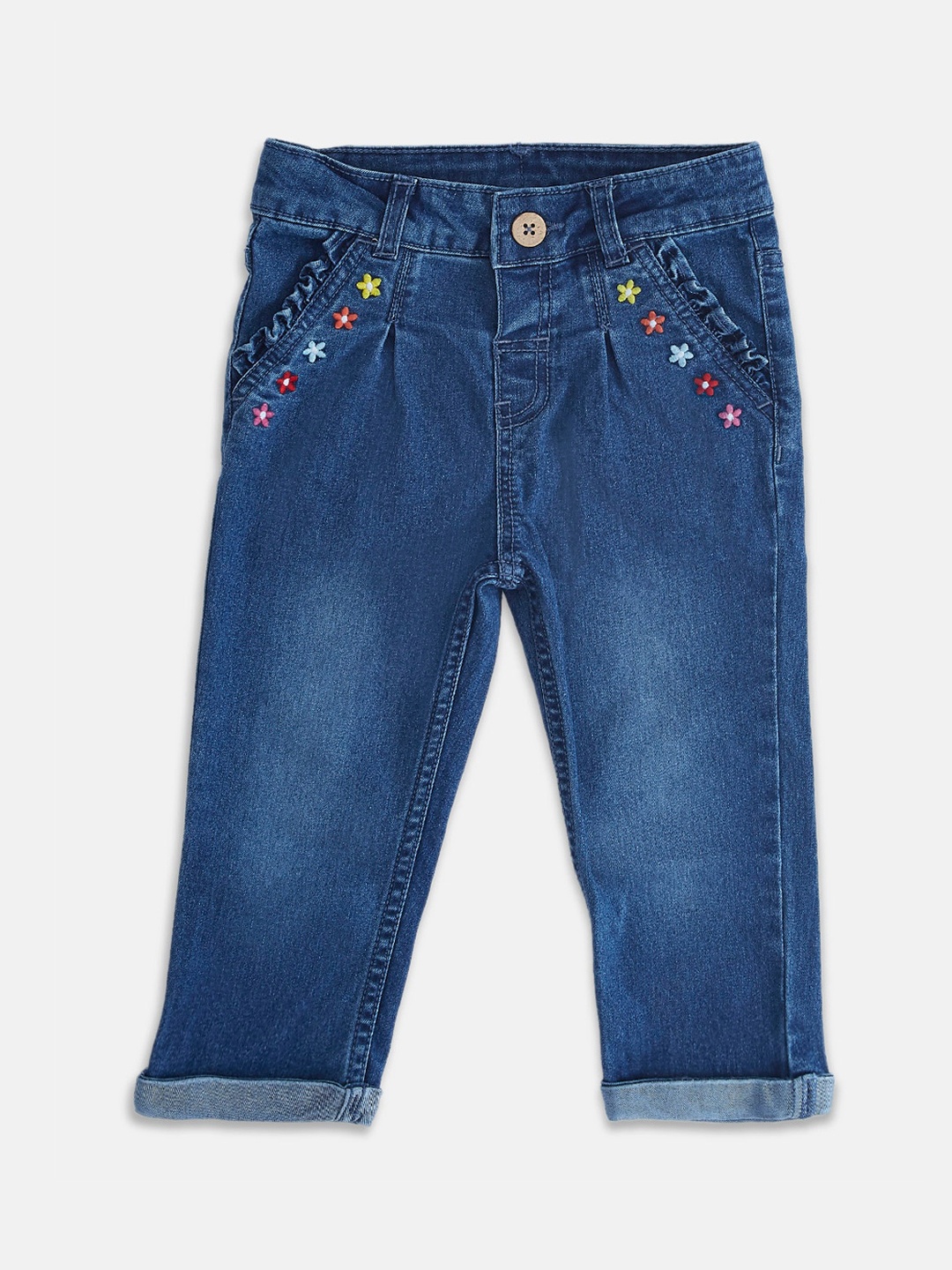 

Pantaloons Baby Girls Blue Light Fade Jeans