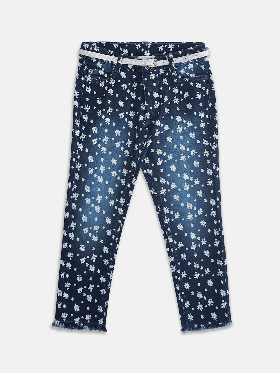 

Pantaloons Junior Girls Blue Light Fade Printed Jeans