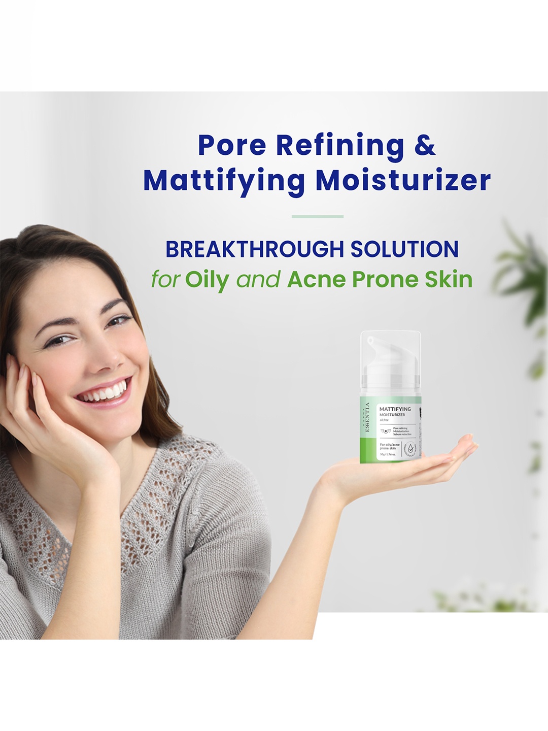 

DERMA ESSENTIA Mattifying Face Moisturisers with Lentil Seed Extract 50 g, Green