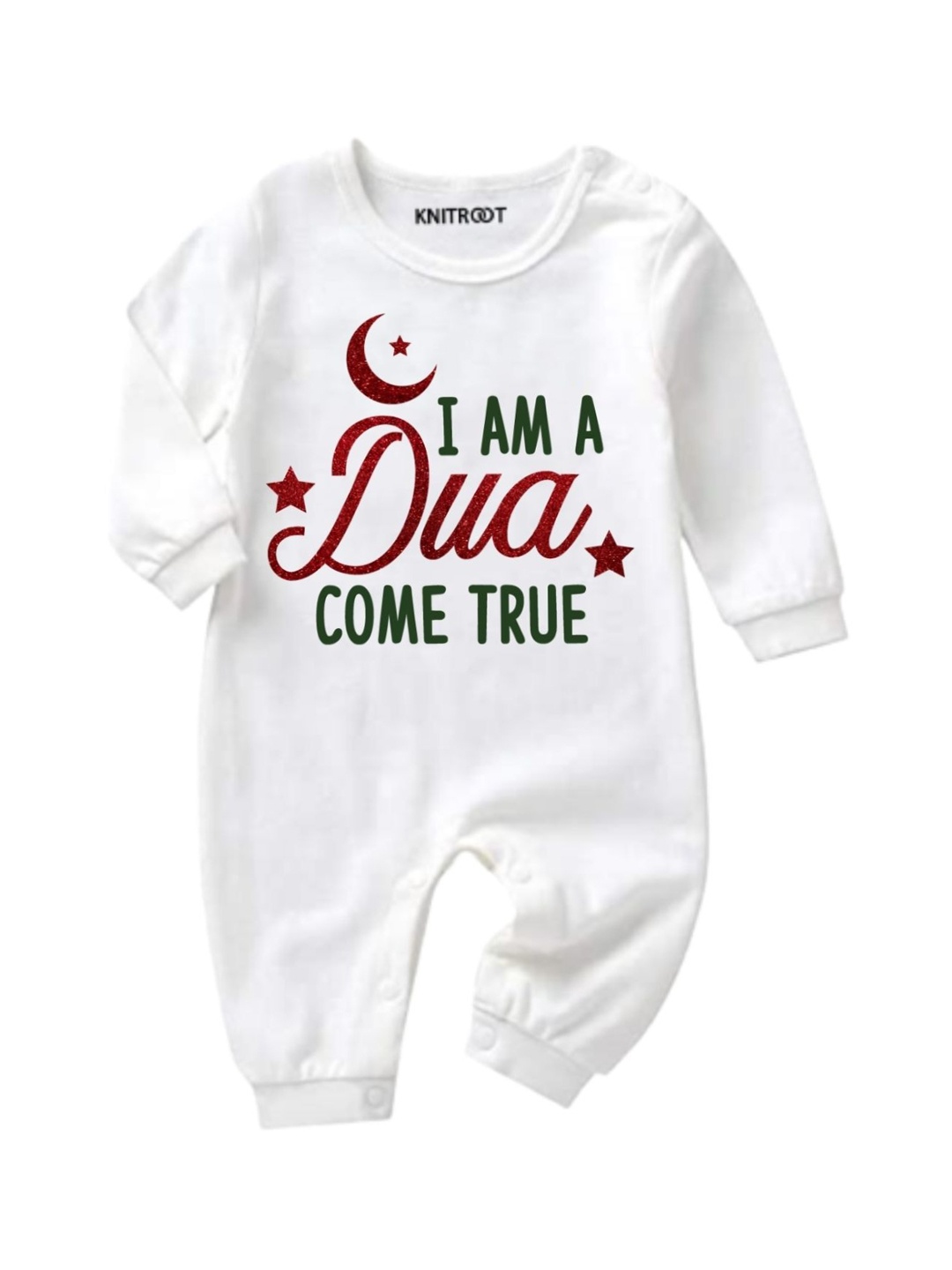 

KNITROOT Infants White Printed Cotton Bodysuit